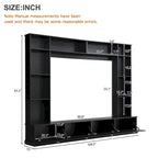 Black Modern TV Wall Unit with Bookshelf & Cabinets, 2-Person Assembly