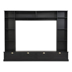 Black Modern TV Wall Unit with Bookshelf & Cabinets, 2-Person Assembly