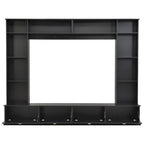 Black Modern TV Wall Unit with Bookshelf & Cabinets, 2-Person Assembly