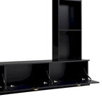 Black Modern TV Wall Unit with Bookshelf & Cabinets, 2-Person Assembly