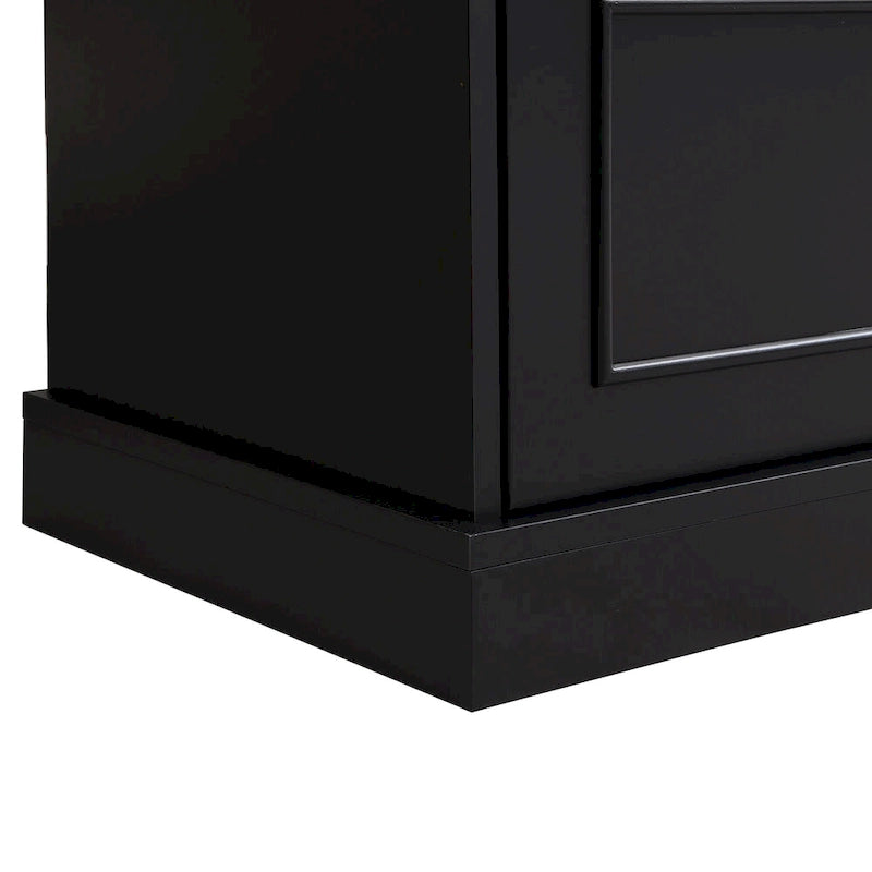 Black Modern TV Wall Unit with Bookshelf & Cabinets, 2-Person Assembly