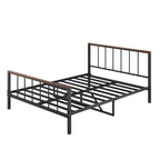 Black Metal Queen Platform Bed with Headboard, For 2 People