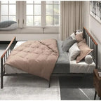 Black Metal Queen Platform Bed Frame with Headboard & Footboard, Fits 2-3 People