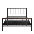 Black Metal Queen Platform Bed Frame with Headboard & Footboard, Fits 2-3 People