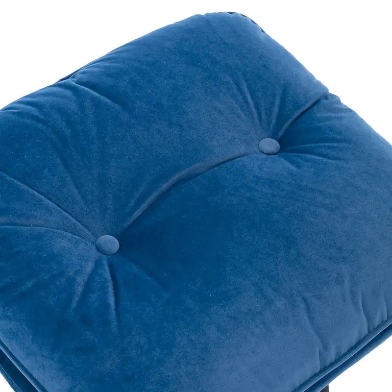 Blue Velvet Swivel Accent Chair with Ottoman, 1-Person, Black Metal Legs