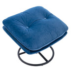 Blue Velvet Swivel Accent Chair with Ottoman, 1-Person, Black Metal Legs