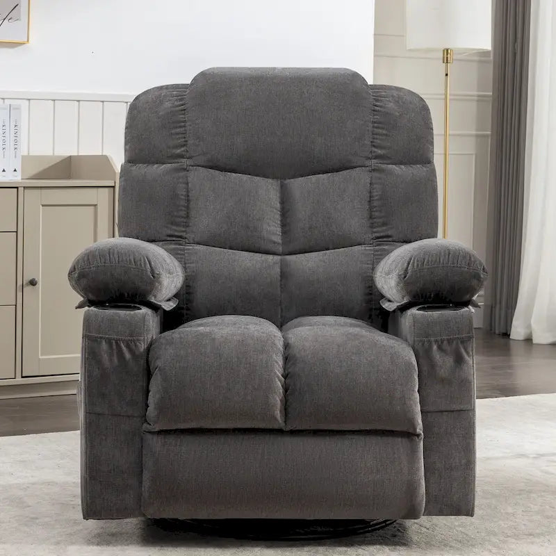 Blue/Brown/Grey Rocker Recliner with Massage, Heat & USB – Single Seat