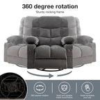 Blue/Brown/Grey Rocker Recliner with Massage, Heat & USB – Single Seat