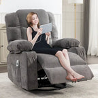 Blue/Brown/Grey Rocker Recliner with Massage, Heat & USB – Single Seat
