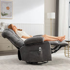 Blue/Brown/Grey Rocker Recliner with Massage, Heat & USB – Single Seat