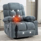 Blue/Brown/Grey Rocker Recliner with Massage, Heat & USB – Single Seat