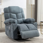Blue/Brown/Grey Rocker Recliner with Massage, Heat & USB – Single Seat