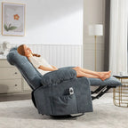 Blue/Brown/Grey Rocker Recliner with Massage, Heat & USB – Single Seat
