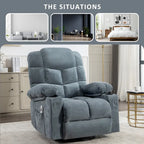 Blue/Brown/Grey Rocker Recliner with Massage, Heat & USB – Single Seat
