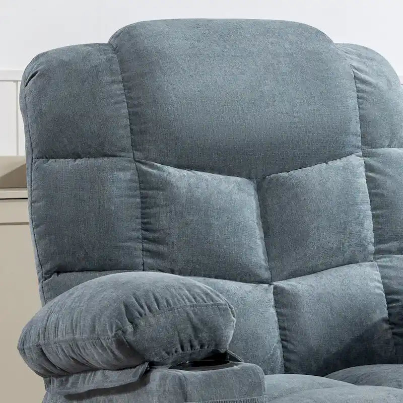 Blue/Brown/Grey Rocker Recliner with Massage, Heat & USB – Single Seat