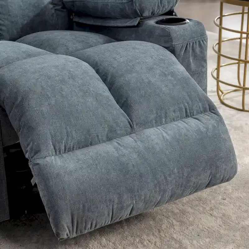 Blue/Brown/Grey Rocker Recliner with Massage, Heat & USB – Single Seat