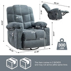 Blue/Brown/Grey Rocker Recliner with Massage, Heat & USB – Single Seat
