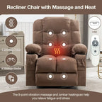Blue/Brown/Grey Rocker Recliner with Massage, Heat & USB – Single Seat