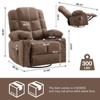 Blue/Brown/Grey Rocker Recliner with Massage, Heat & USB – Single Seat
