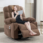 Blue/Brown/Grey Rocker Recliner with Massage, Heat & USB – Single Seat