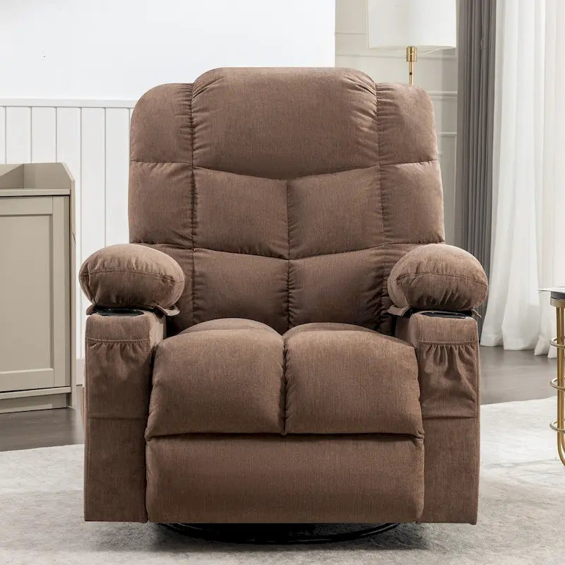 Blue/Brown/Grey Rocker Recliner with Massage, Heat & USB – Single Seat