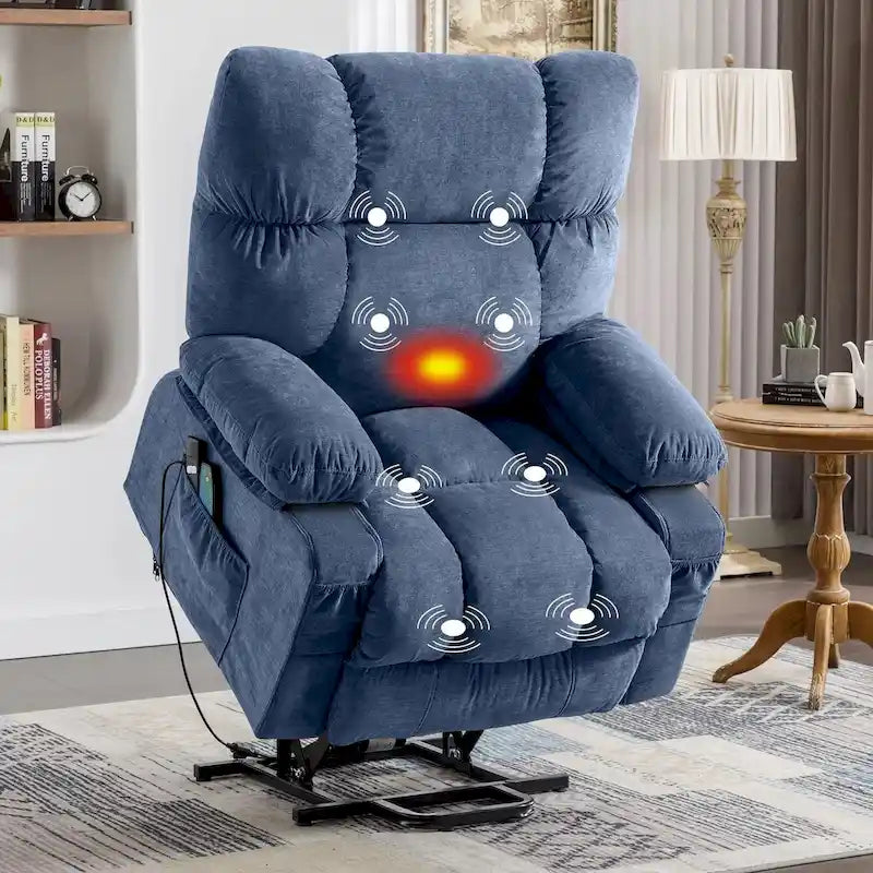 Grey / Blue / Brown Power Lift Recliner Chair for 1 Person with Heat & Massage