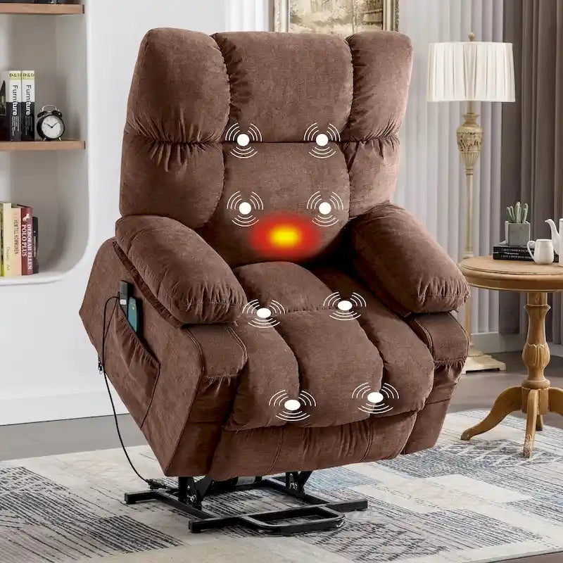 Grey / Blue / Brown Power Lift Recliner Chair for 1 Person with Heat & Massage