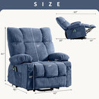 Grey / Blue / Brown Power Lift Recliner Chair for 1 Person with Heat & Massage