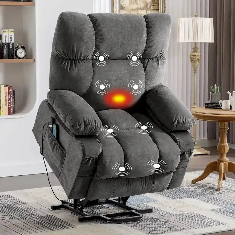 Grey / Blue / Brown Power Lift Recliner Chair for 1 Person with Heat & Massage