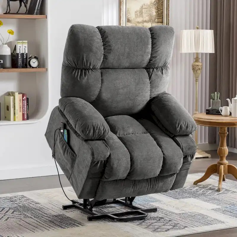 Grey / Blue / Brown Power Lift Recliner Chair for 1 Person with Heat & Massage