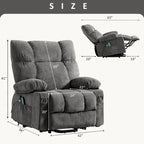 Grey / Blue / Brown Power Lift Recliner Chair for 1 Person with Heat & Massage