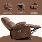 Grey / Blue / Brown Power Lift Recliner Chair for 1 Person with Heat & Massage