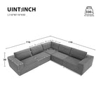 Gray L-Shaped Modular Sectional Sofa, Terrycloth, 5-Seater