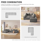 Gray L-Shaped Modular Sectional Sofa, Terrycloth, 5-Seater