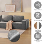 Gray L-Shaped Modular Sectional Sofa, Terrycloth, 5-Seater