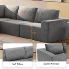 Gray L-Shaped Modular Sectional Sofa, Terrycloth, 5-Seater