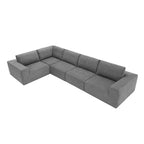 Gray L-Shaped Modular Sectional Sofa, Terrycloth, 5-Seater