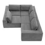 Gray L-Shaped Modular Sectional Sofa, Terrycloth, 5-Seater