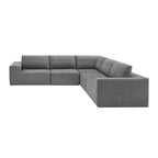 Gray L-Shaped Modular Sectional Sofa, Terrycloth, 5-Seater