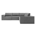 Gray L-Shaped Modular Sectional Sofa, Terrycloth, 5-Seater