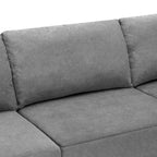Gray L-Shaped Modular Sectional Sofa, Terrycloth, 5-Seater