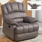 Brown/Grey Oversized Manual Recliner Chair, 155° Recline, Single