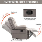 Brown/Grey Oversized Manual Recliner Chair, 155° Recline, Single