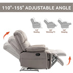 Brown/Grey Oversized Manual Recliner Chair, 155° Recline, Single
