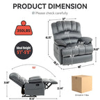 Brown/Grey Oversized Manual Recliner Chair, 155° Recline, Single
