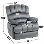 Brown/Grey Oversized Manual Recliner Chair, 155° Recline, Single