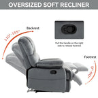 Brown/Grey Oversized Manual Recliner Chair, 155° Recline, Single