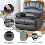 Brown/Grey Oversized Manual Recliner Chair, 155° Recline, Single