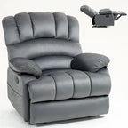 Brown/Grey Oversized Manual Recliner Chair, 155° Recline, Single