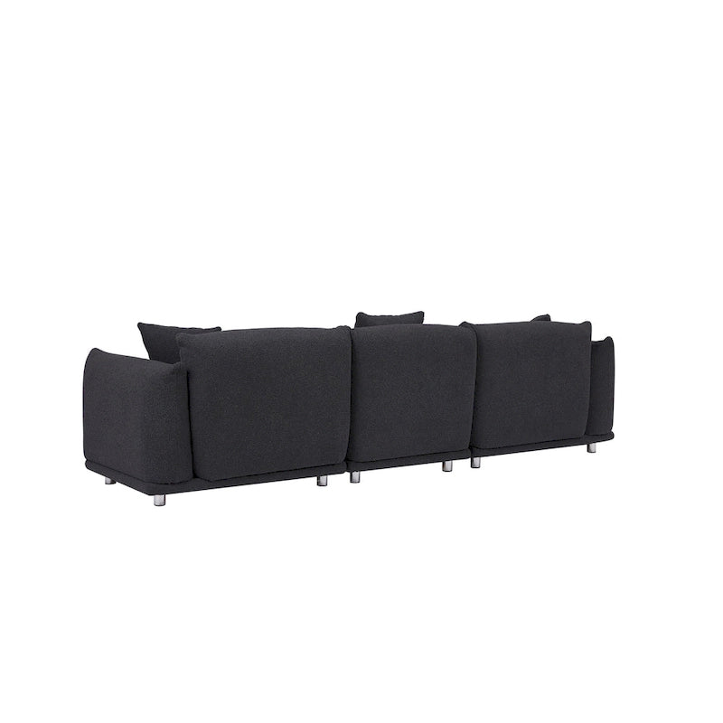 Camel/White/Brown/Black Lambswool Sherpa 4-Seater Sofa with Metal Legs